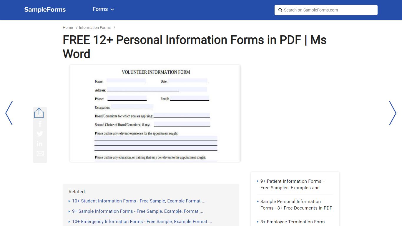 FREE 12+ Personal Information Forms in PDF | Ms Word